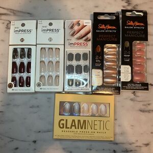 Kiss, Sally Hansen, Glamnetic press on nails manicure bundle lot